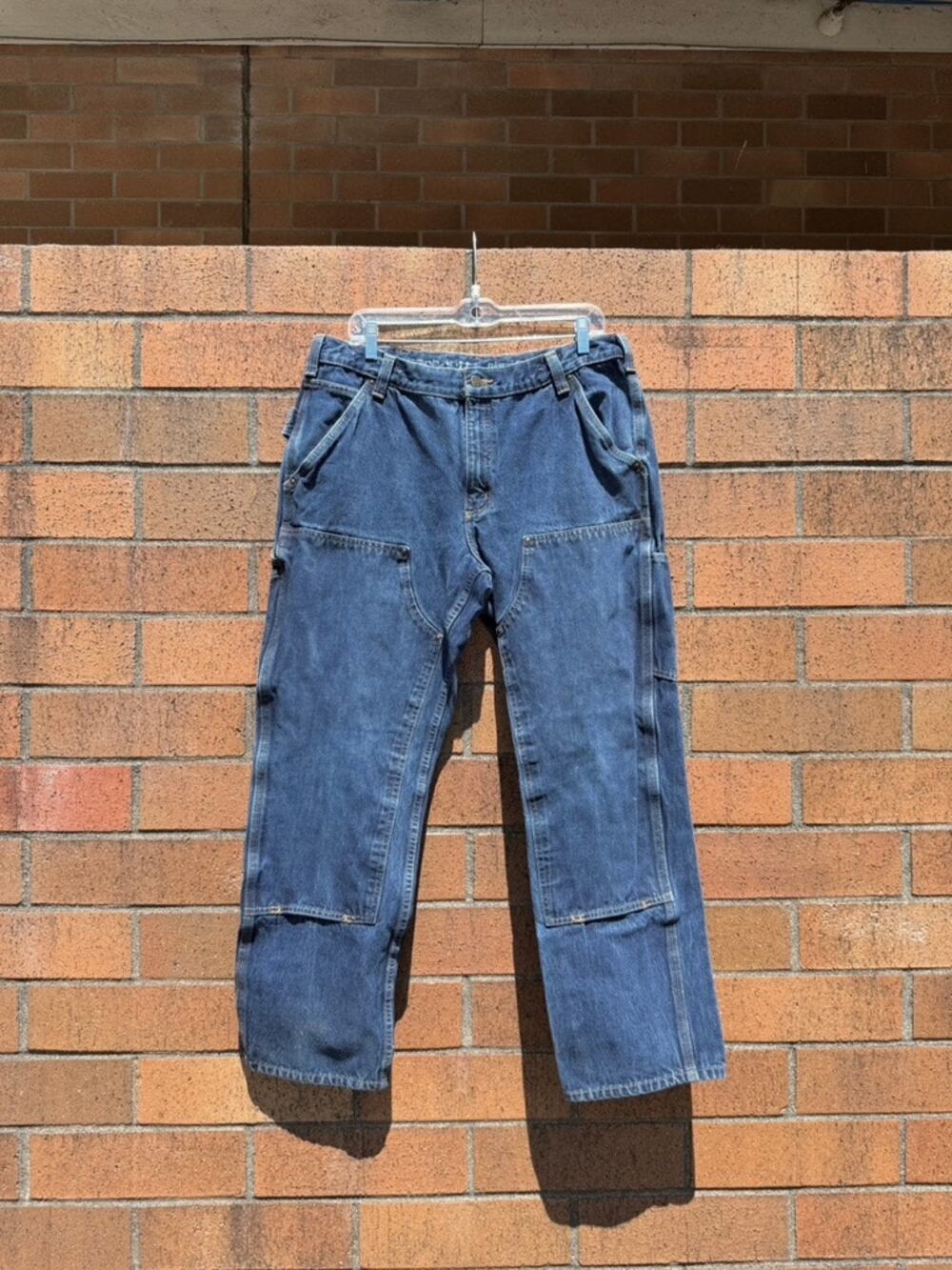Carhartt Relaxed Fit Vintage Medium Wash Denim Double Knees Carpenter Jeans